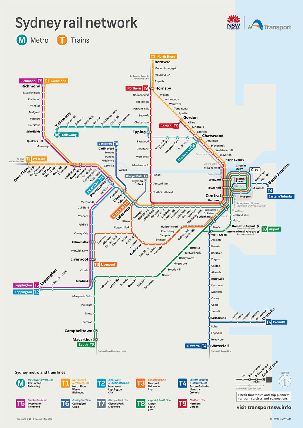 Sydney rail network map