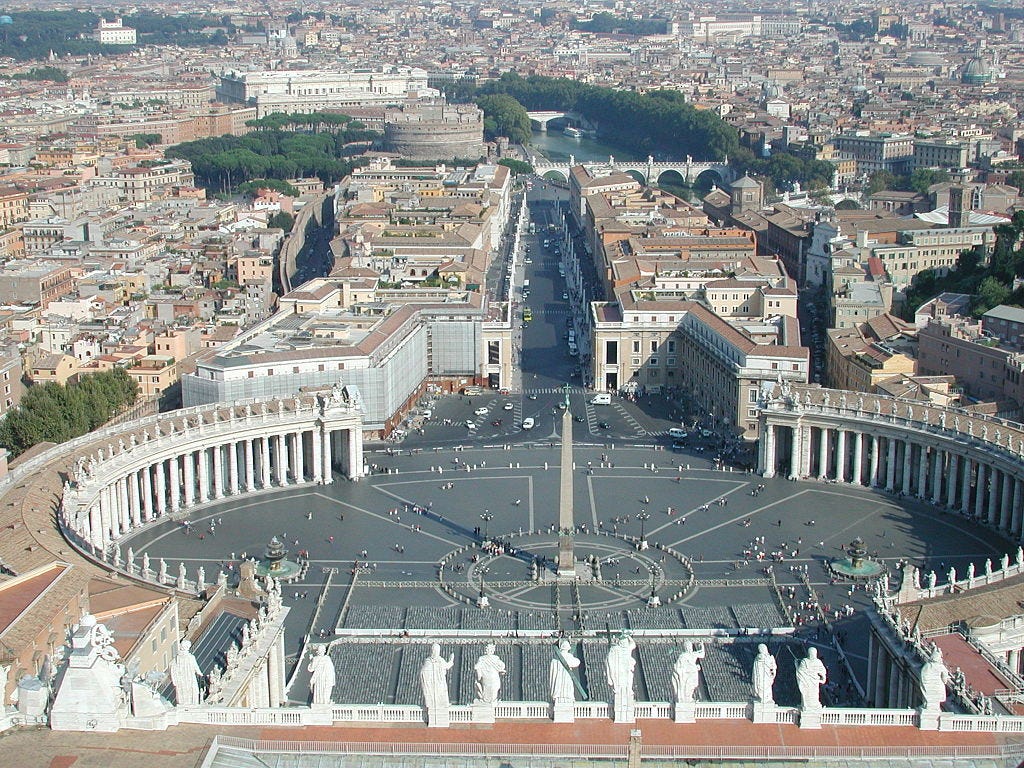 View of the piazza and colonnade in front of St. Peter's