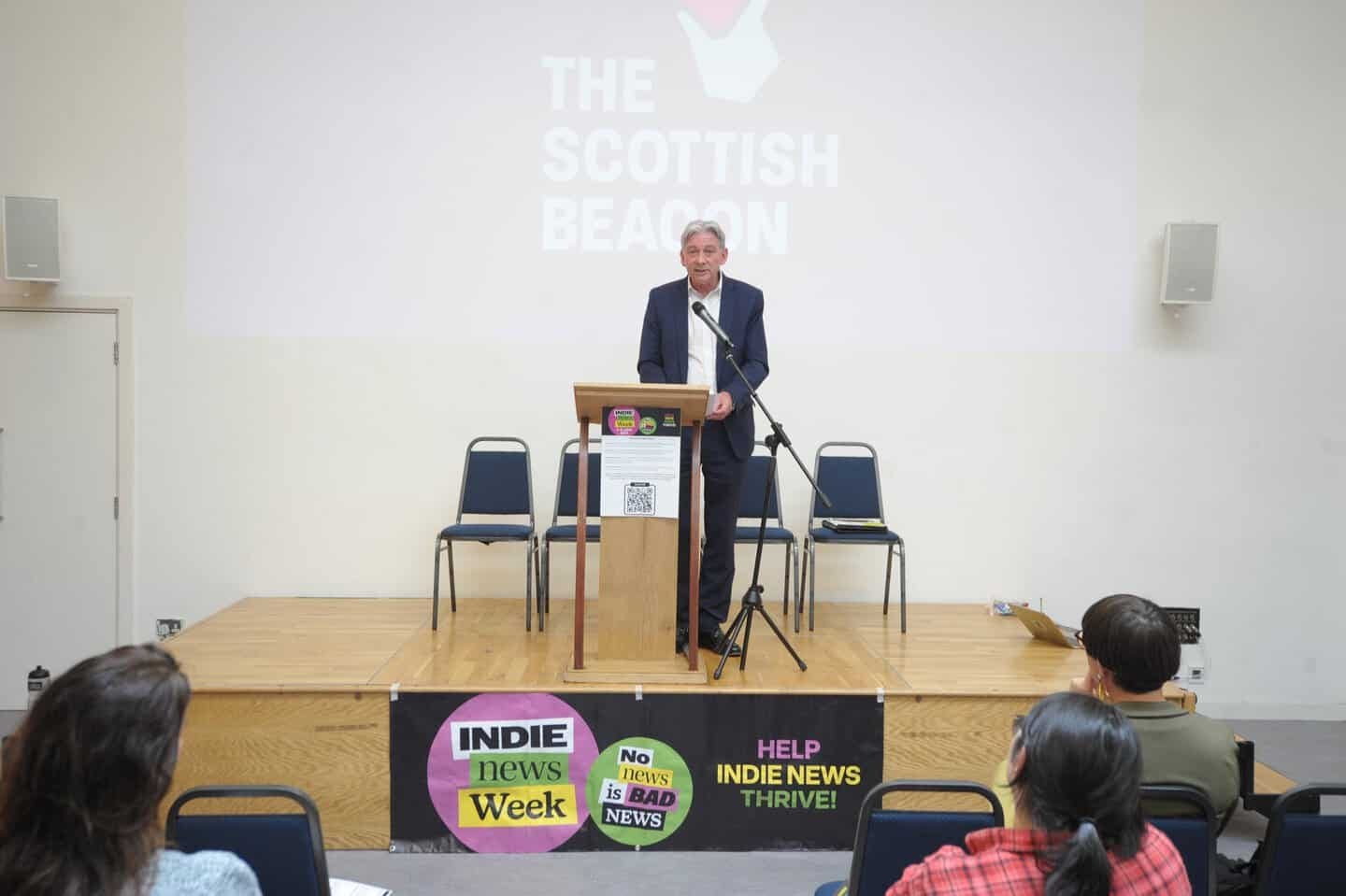 Richard Leonard speaking at the No News Is Bad News event | Photo by Iain McLellan