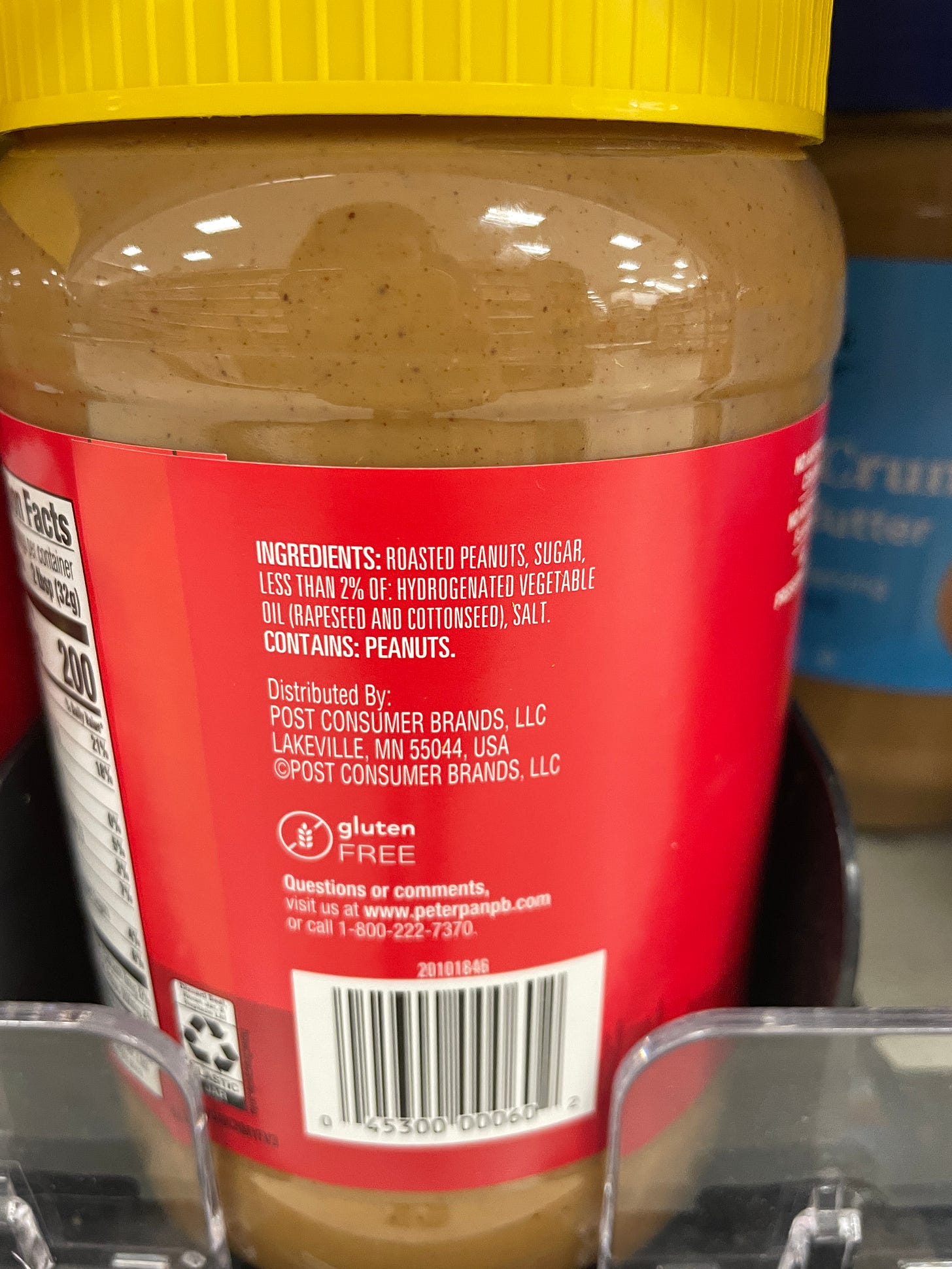 Peanut butter label focusing on ingredients