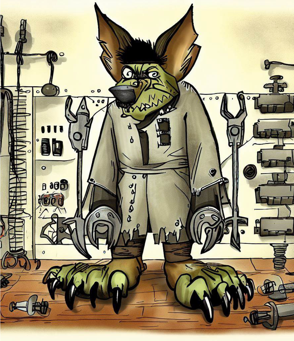 A coyote with a similar appearance to Frankenstein's monster