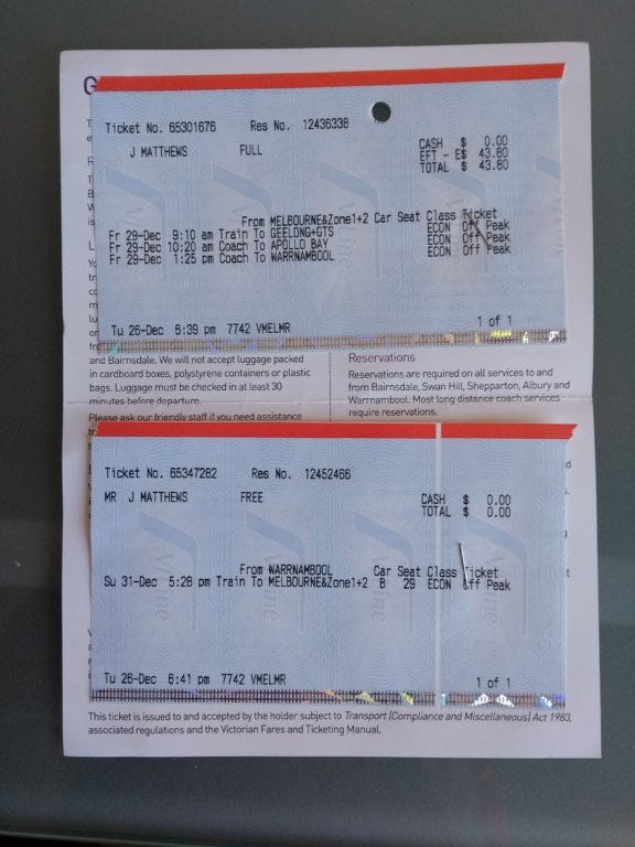 V/line tickets