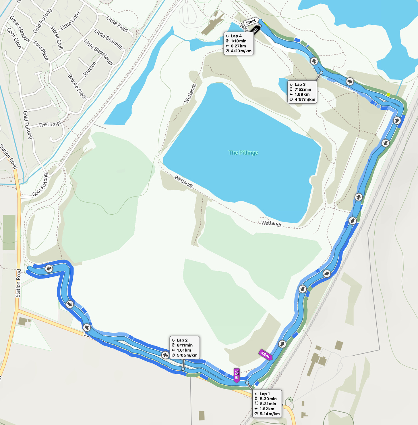A map of the parkrun route