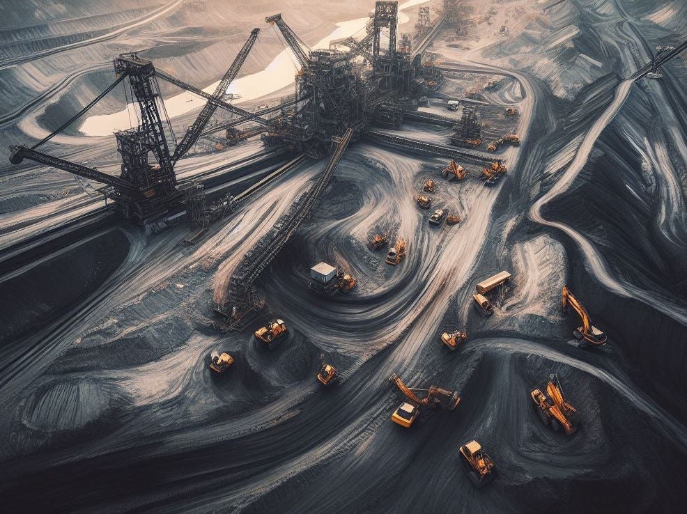 Coal mining. Image generated by AI