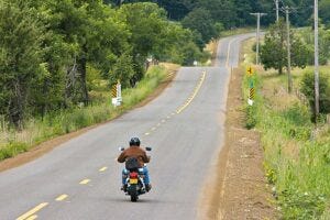 Riding on Gap Road, Oregon.