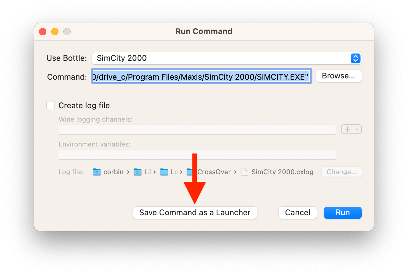 Save Command as a Launcher button