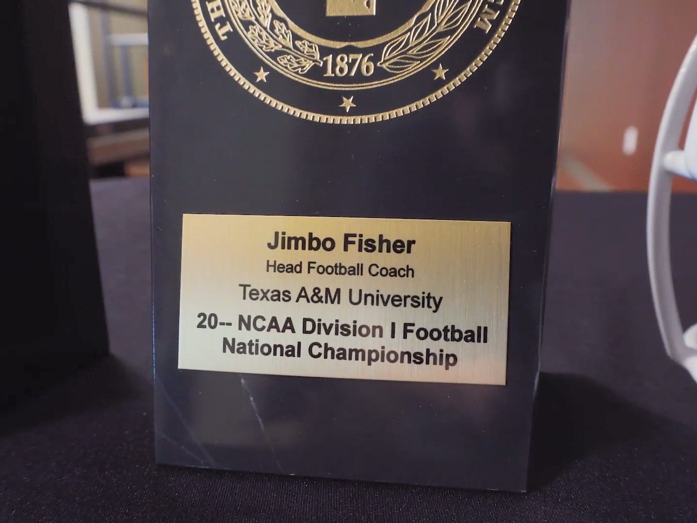 Texas A&M gives Jimbo Fisher dateless national championship plaque - Good  Bull Hunting