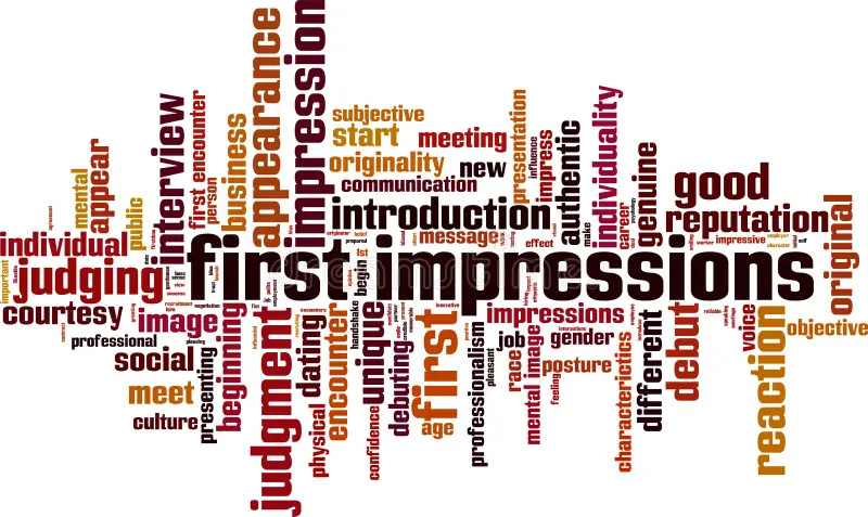 Word Cloud made up of different words about First impressions
