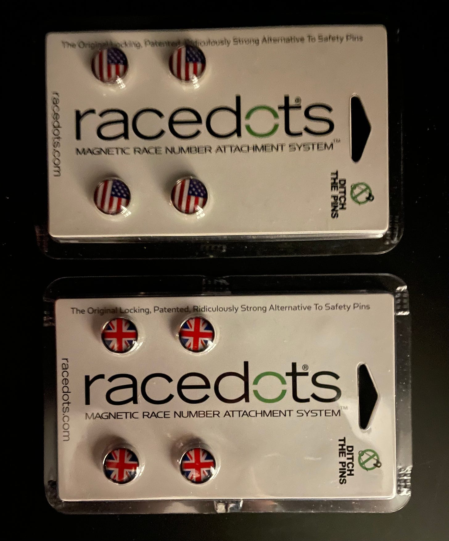 Race Dots with American and British flag icons