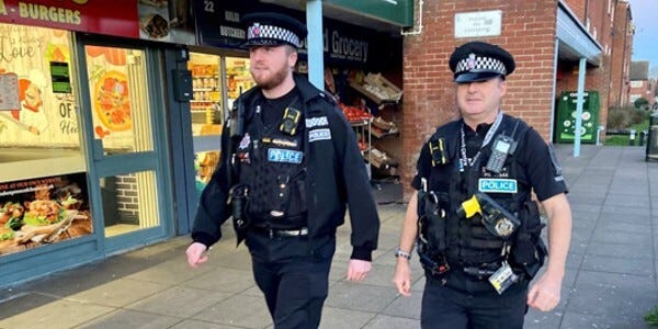 Officers on patrol outside the Hunwicke shops