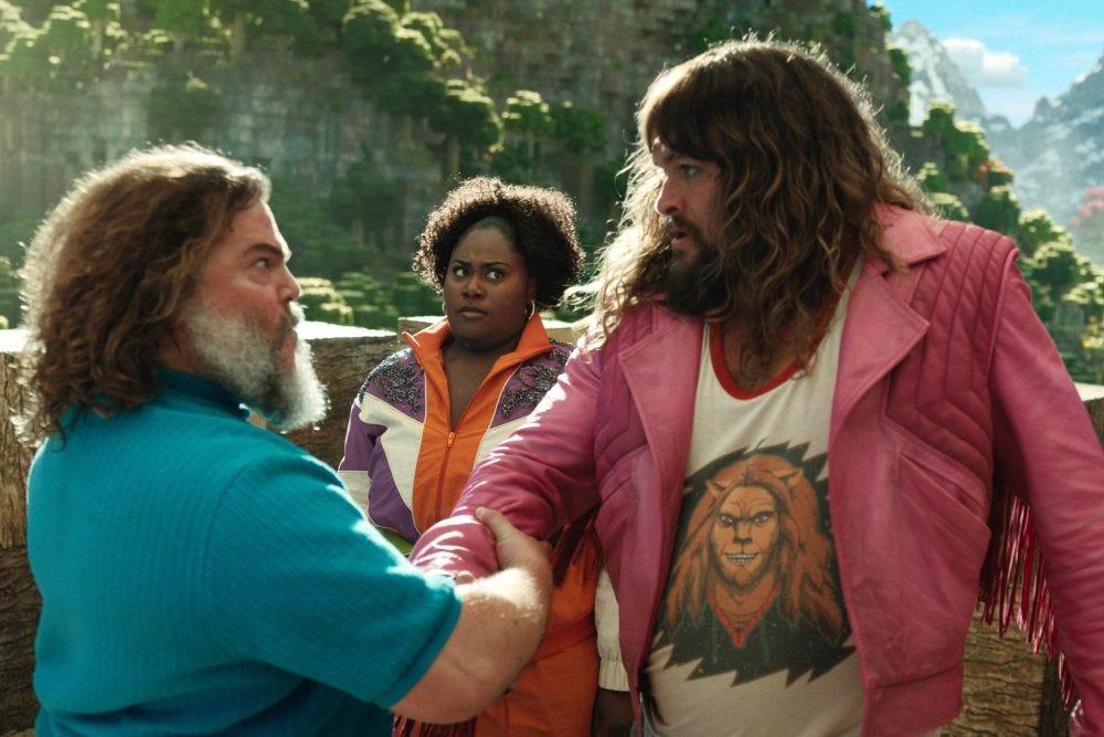 A MINECRAFT MOVIE, (aka MINECRAFT: THE MOVIE), from left: Jack Black, Danielle Brooks, Jason Momoa, 2025. © Warner Bros. / Courtesy Everett Collection