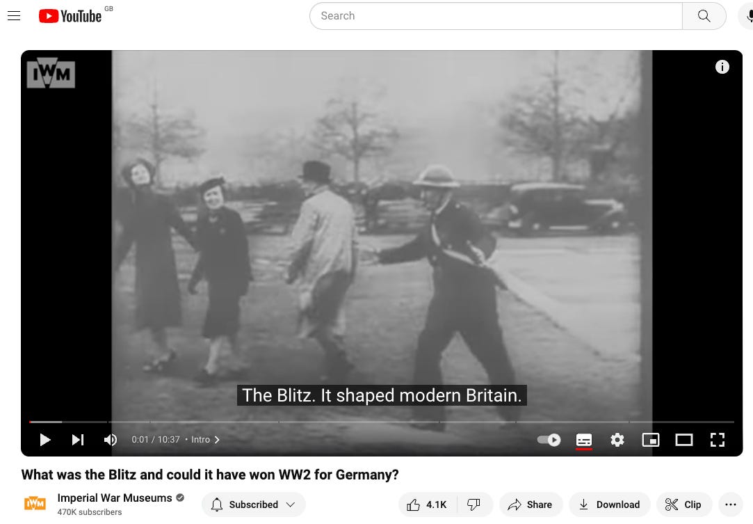 Imperial War Museum video of the Blitz