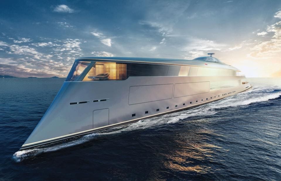 The 367-foot-long hydrogen-powered sustainable superyacht from Sinot Yacht Architecture & Design.