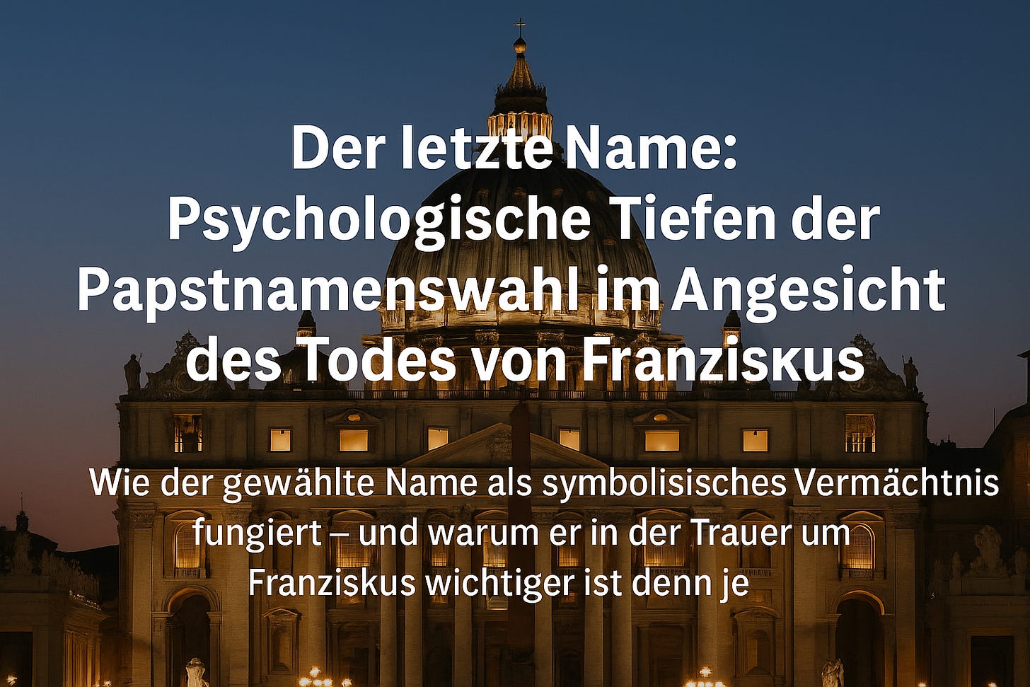 Der Name Franziskus als Vermächtnis Wie die psychologische Bedeutung der Papstnamenswahl im Angesicht seines Todes kollektive Erinnerung und Erwartung prägt. Der Name Franziskus als Vermächtnis Wie die psychologische Bedeutung der Papstnamenswahl im Angesicht seines Todes kollektive Erinnerung und Erwartung prägt.