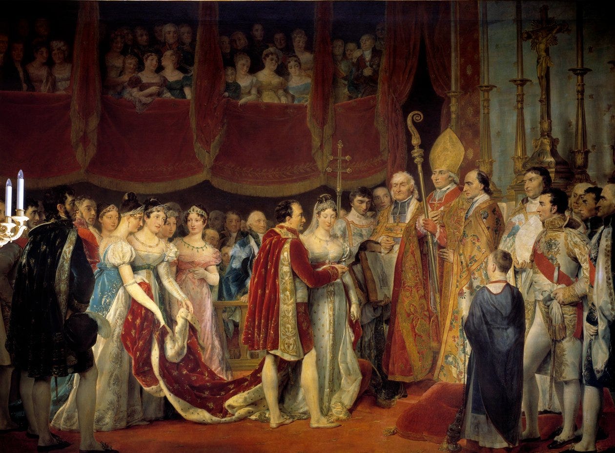 Religious marriage of Napoleon I (1769-1821) with Archduchess Marie Louise of Habsburg-Lorraine (1791-1847), 2/04/1810 in the Salon carre du Louvre Painting by Georges Rouget (1783-1869) 19th century Sun. 3,67x4,94 m. - Religious marriage of Napoleon I (17 by Georges Rouget