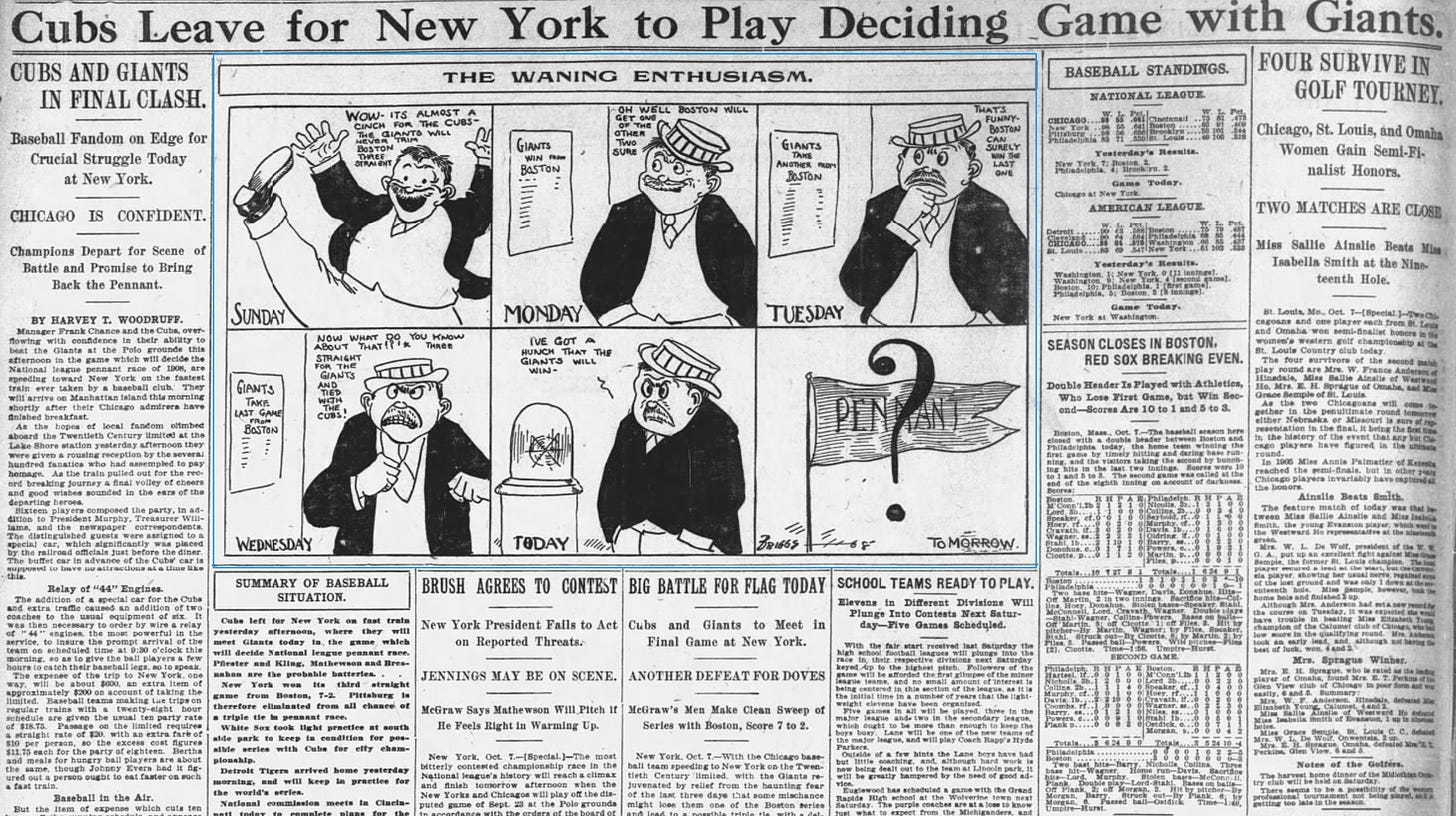 1908 Original Newspapers Baseball Merkle