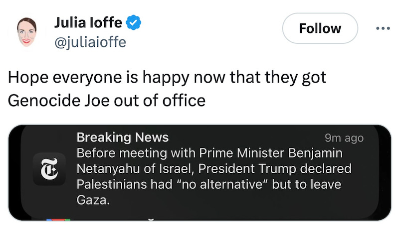 Hope everyone is happy now that they got Genocide Joe out of office