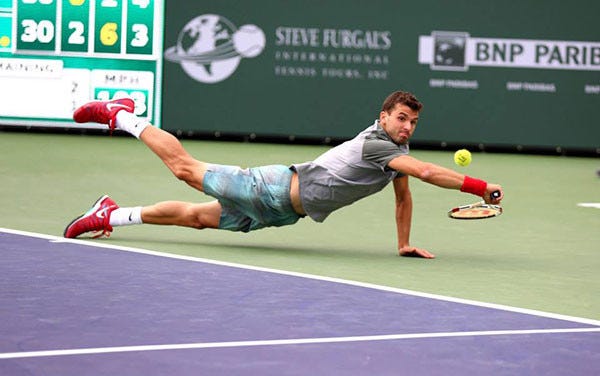 grigor dimitrov diving for fabio fognini ball 2015 rome masters open