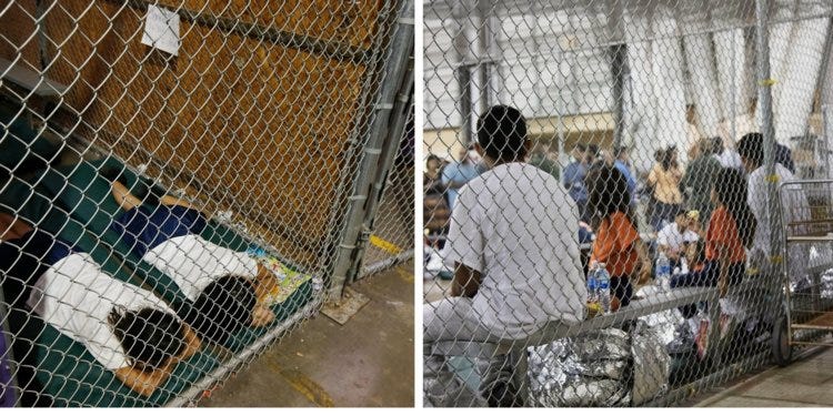 Donald Trump's immigrant children in cages while parents are deported.