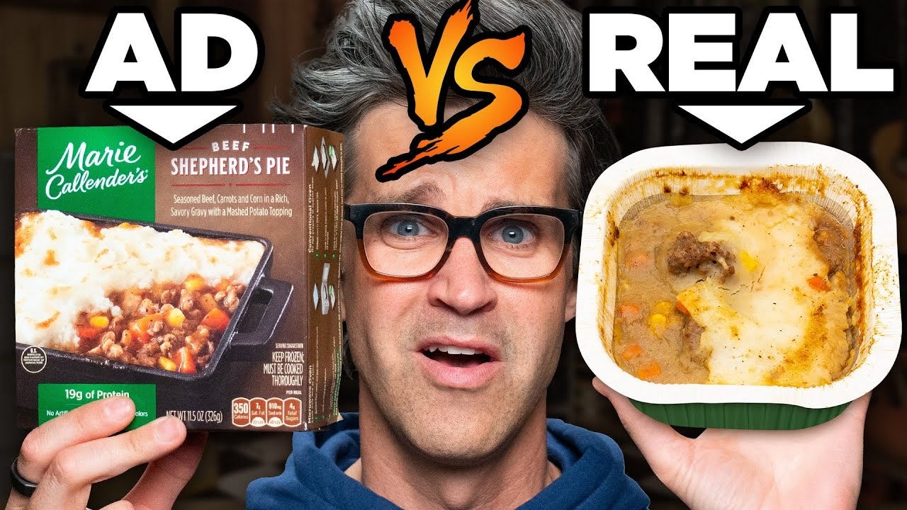 Frozen Food Ads vs. Real Life Food (Test) - YouTube