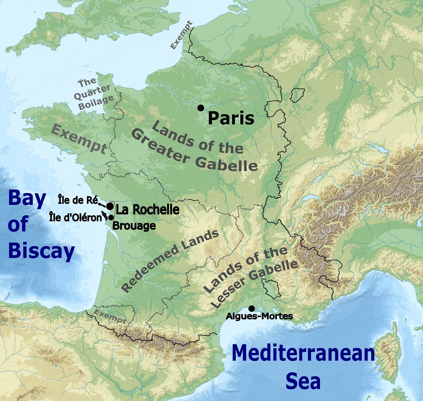 France gabelle regions in 1600