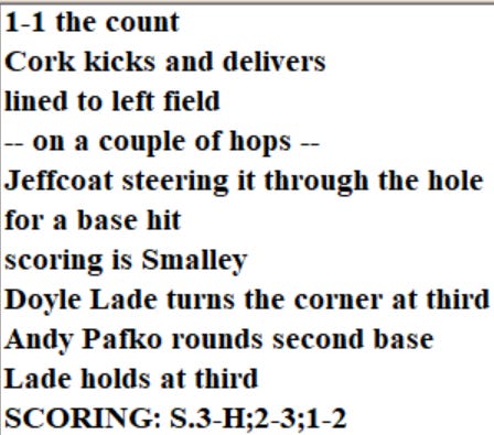 Diamond Mind Baseball Play By Play