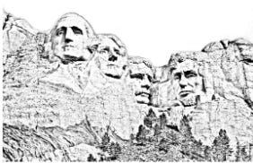 Drawing of Mount Rushmore
