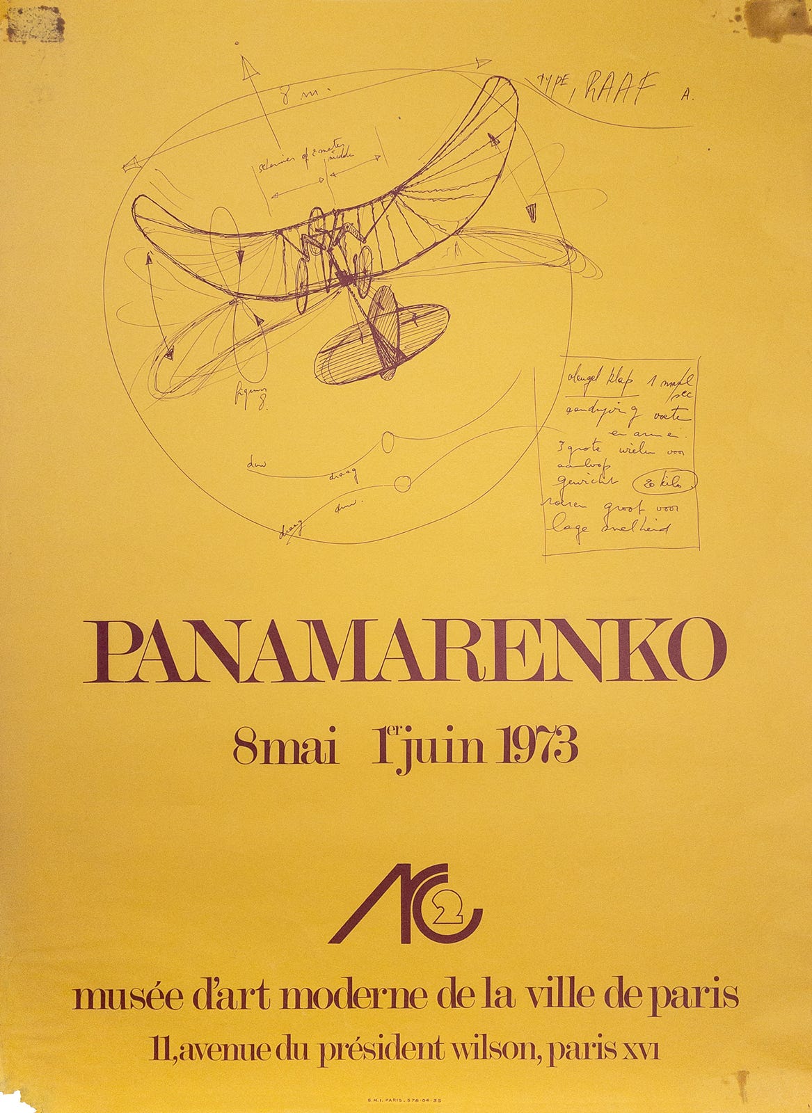 Panamarenko, Musée d'Art Moderne de la Ville de Paris, Paris, May 8 – June 1, 1973 [L'Arengario Studio Bibliografico, Cellatica (BS). Art: © Panamarenko]