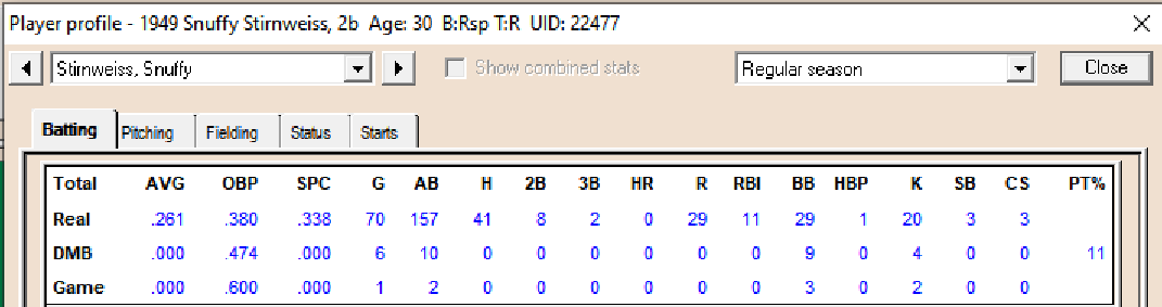 Diamond Mind Baseball Snuffy Stirnweiss