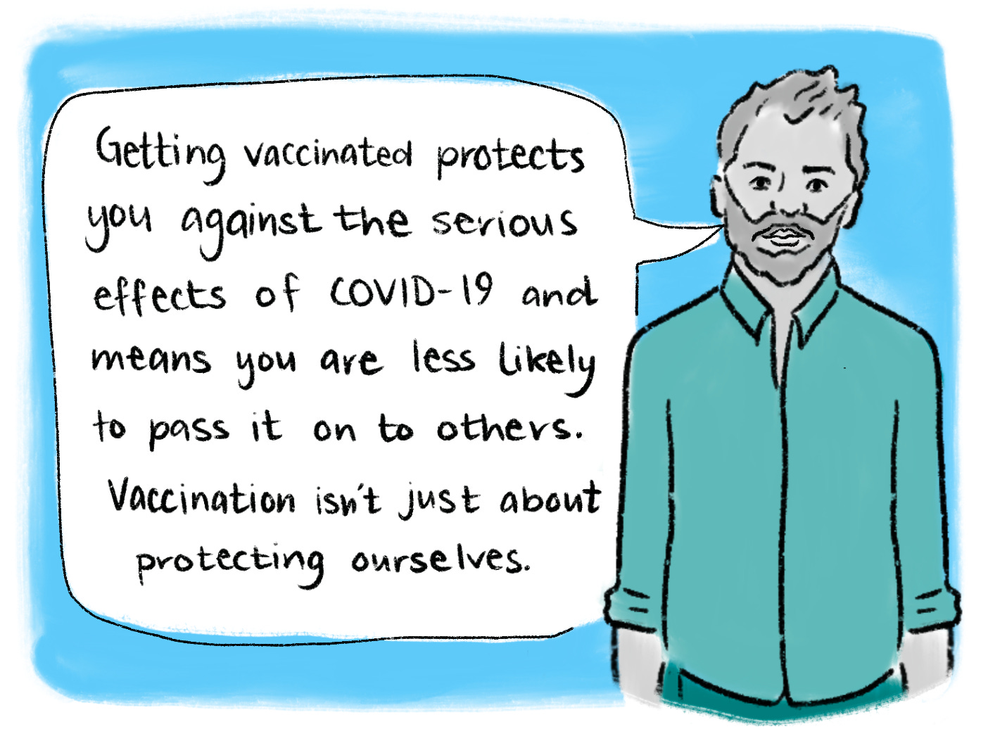 Vaccination comic scene 19. Read the transcript below.