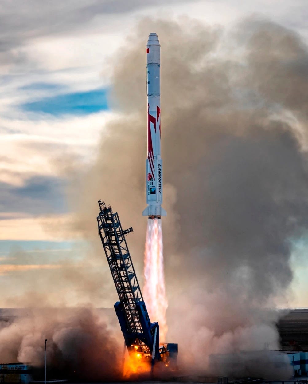 The Zhuque-2E Y1 vehicle lifting off from Launch Area 96A.