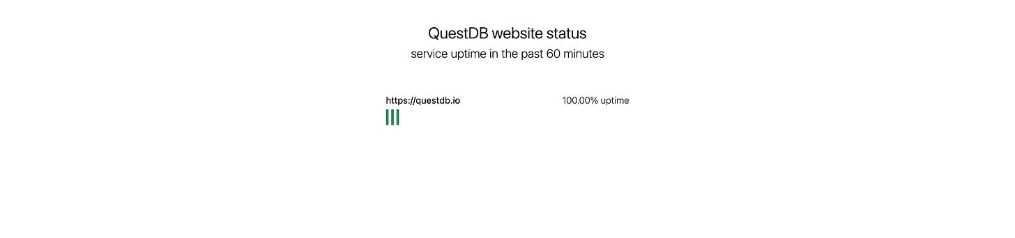 Monitoring the uptime of an application with Python, Nuxt.js and QuestDB