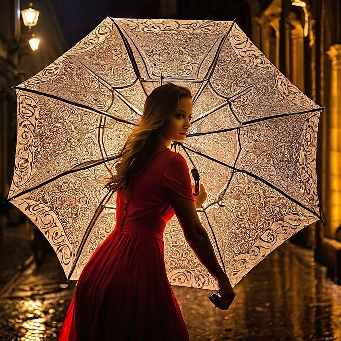 A woman holding an umbrella