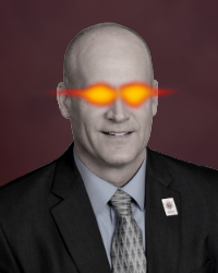image of Dr. Finch with laser eyes