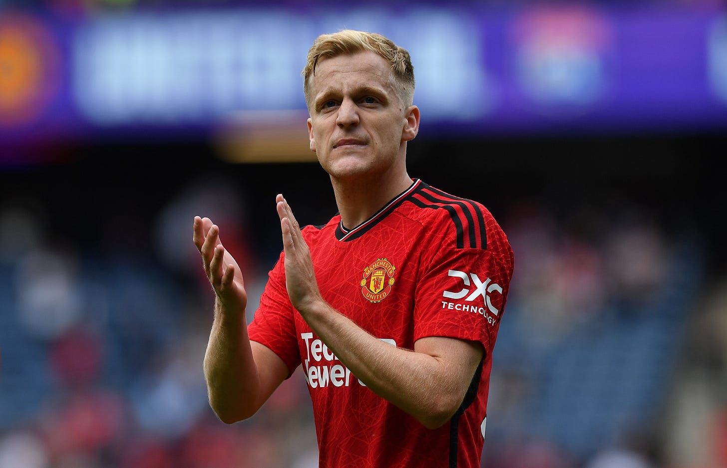 Donny van de Beek pictured playing for Manchester United in a pre-season friendly in July 2023