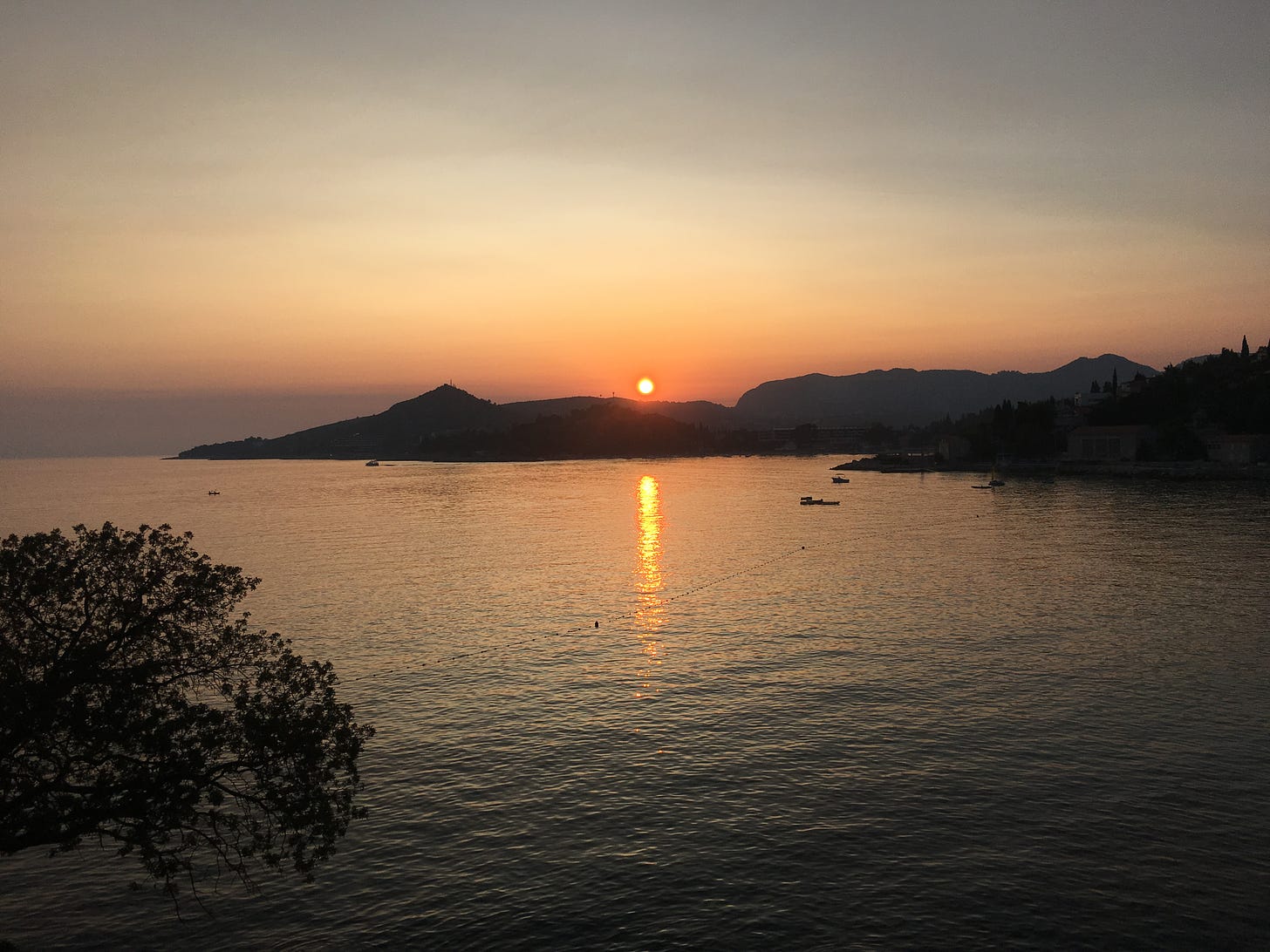 Sundown across a bay in Croatia
