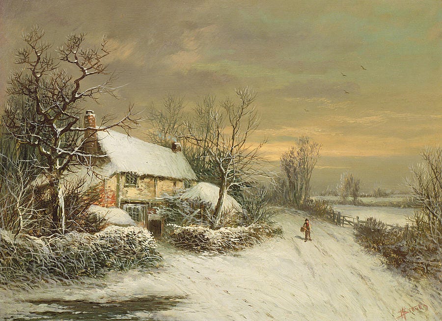 A Cottage In Winter, 19th Century Painting by William Oliver Stone - Pixels
