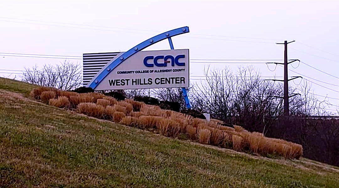 A photo of the CCAC campus sign