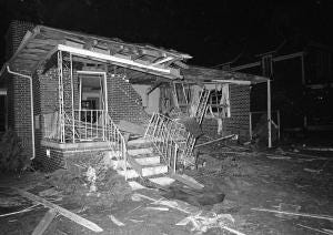 King's house in Montgomery, AL after it was bombed by a white supremacist terrorist. 