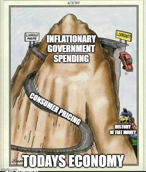 today's economy | INFLATIONARY GOVERNMENT SPENDING; CONSUMER PRICING; HISTORY OF FIAT MONEY; TODAYS ECONOMY | image tagged in economy,inflation,government spending,consumer pricing | made w/ Imgflip meme maker