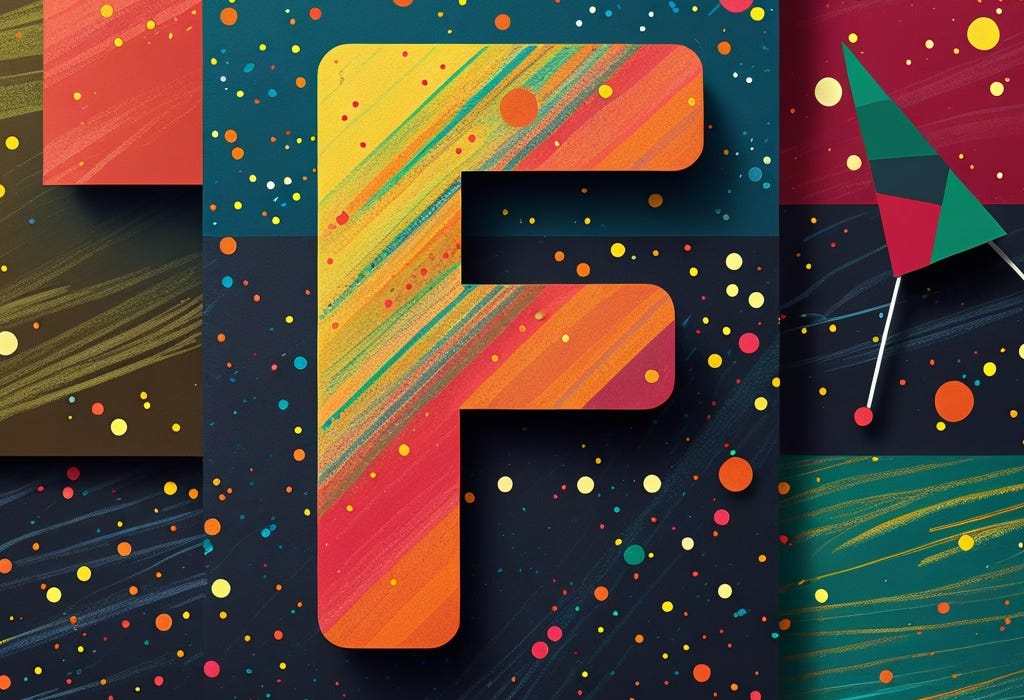 Letter F on an abstract background