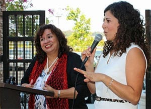 Esther Sanchez and Olga Diaz at the North Area Dems fund raiser. (Héctor Ericksen-Mendoza photo)