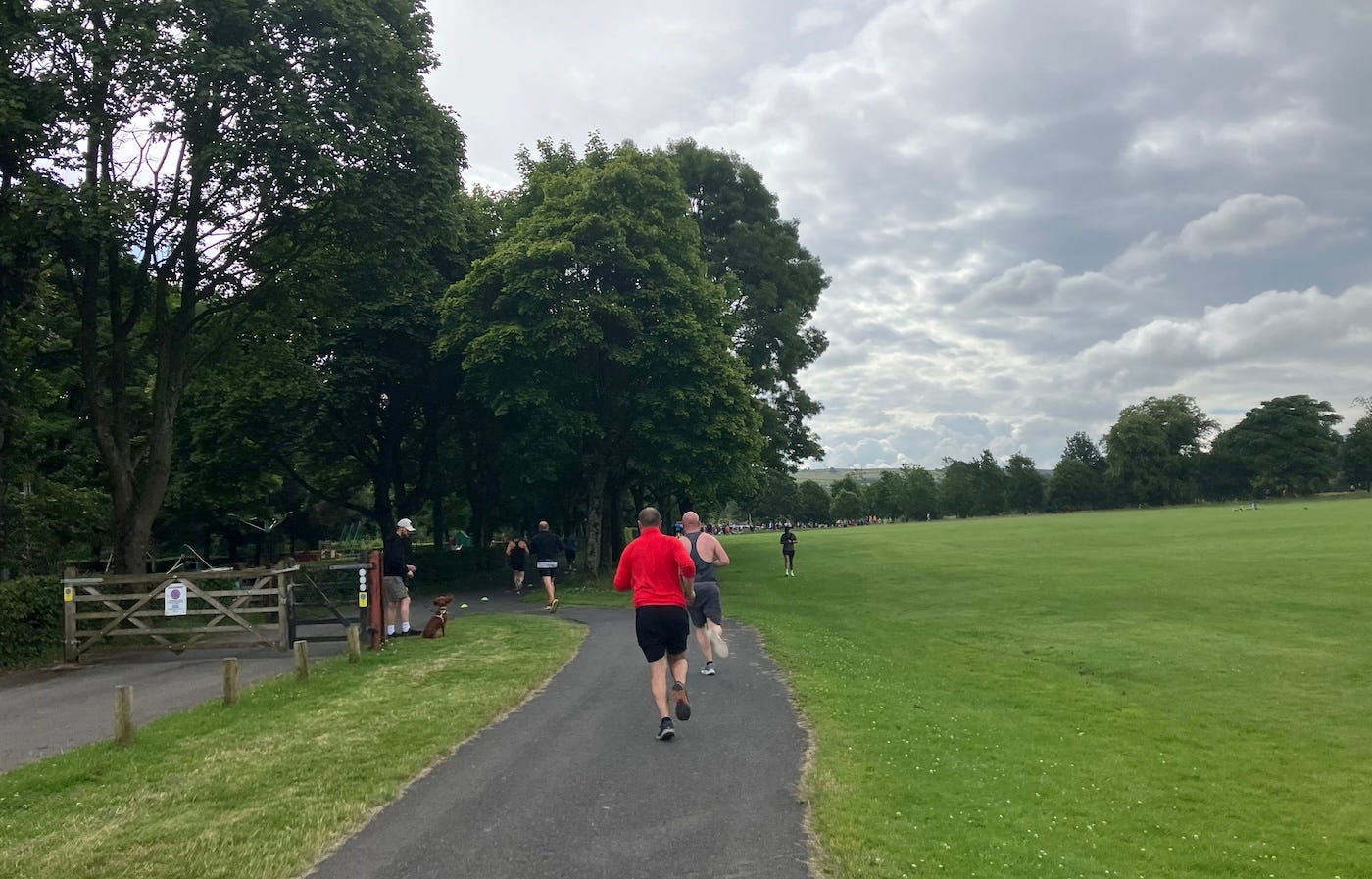 A wide path heading to the finishing straight