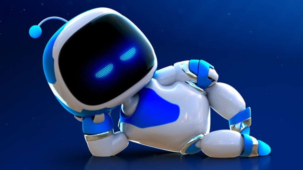 Astro Bot lying down looking disinterested