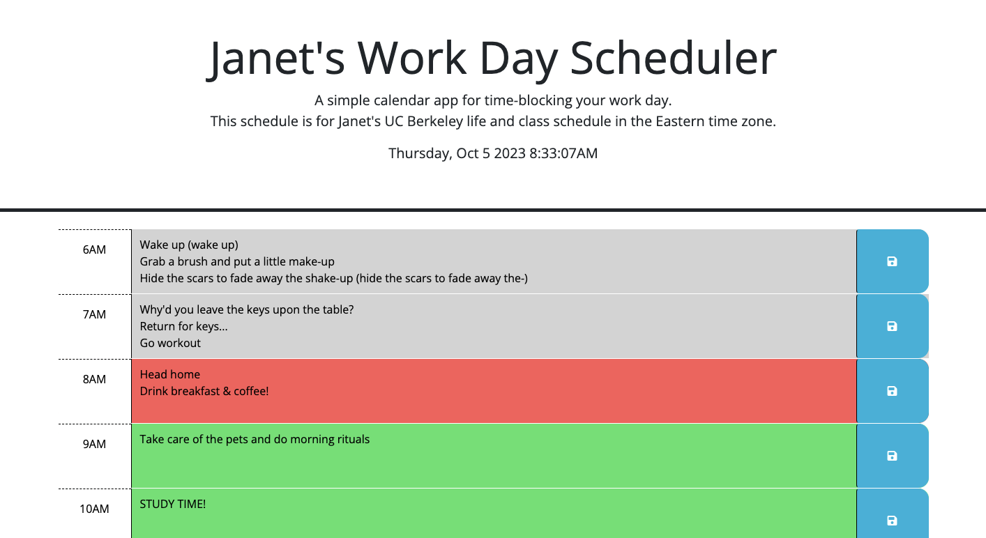 image of work day scheduler