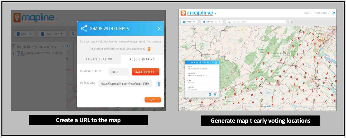 Create a map of early voting locations