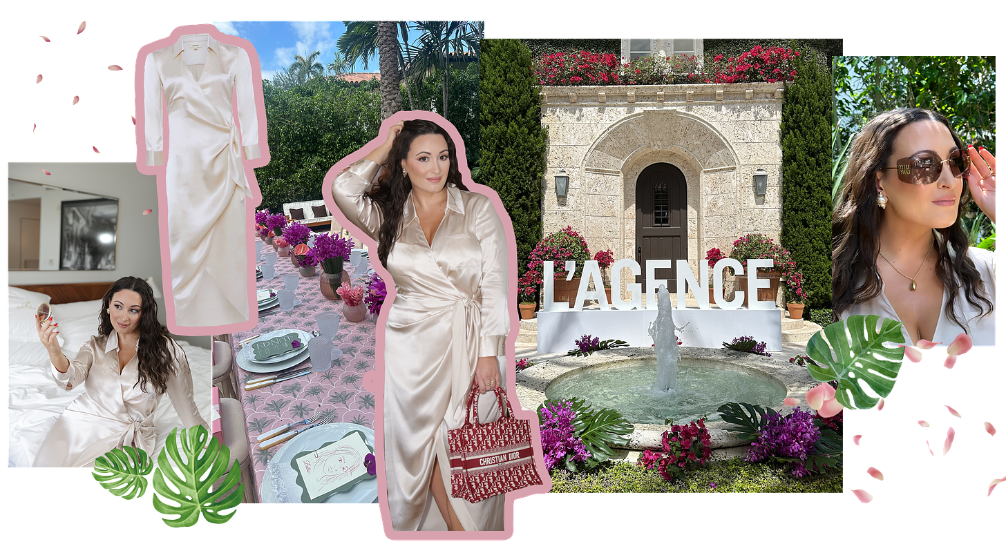 Images of Bella in L'Agence at the L'Agence Swim celebratory luncheon in Miami.