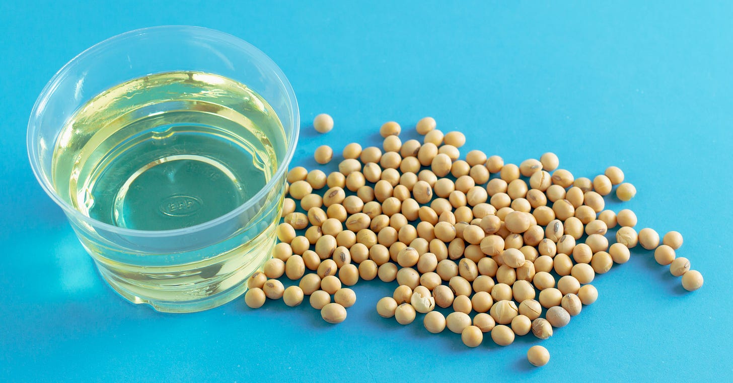 Soybeans and oil in a bowl