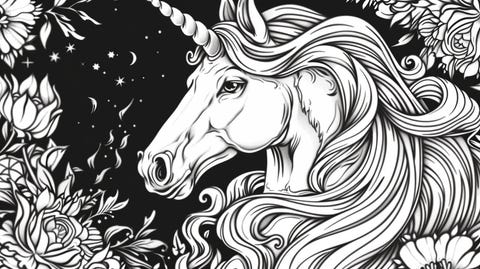 Nice unicorn colouring page: a cheap kids' activity for the summer holiday.