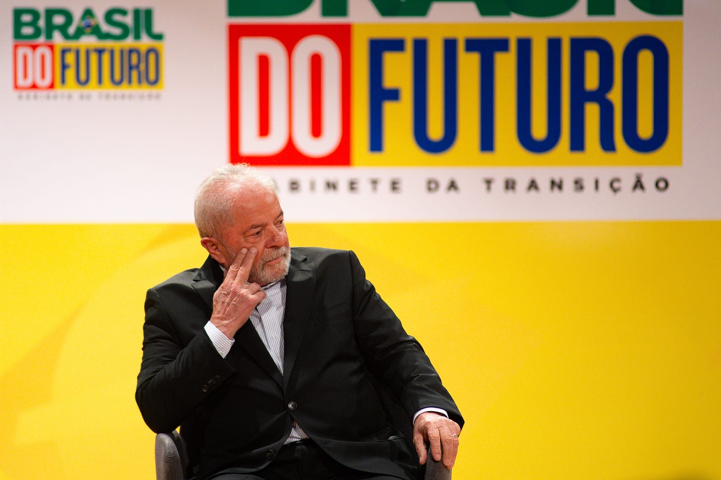 Le président du Brésil Luiz Inacio Lula da Silva durant une conférence de presse. Photo : Andressa Anholete/Bloomberg